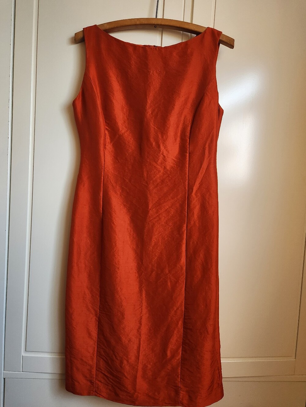 Jones and Company Red Orange Silk Shantung Sheath Dress Size 6